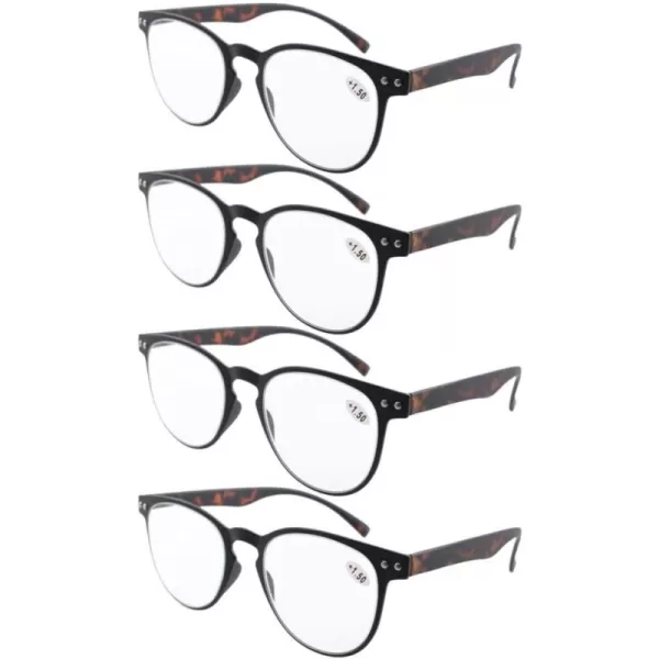 Black/Tortoise-4pcs All Clear Lens
