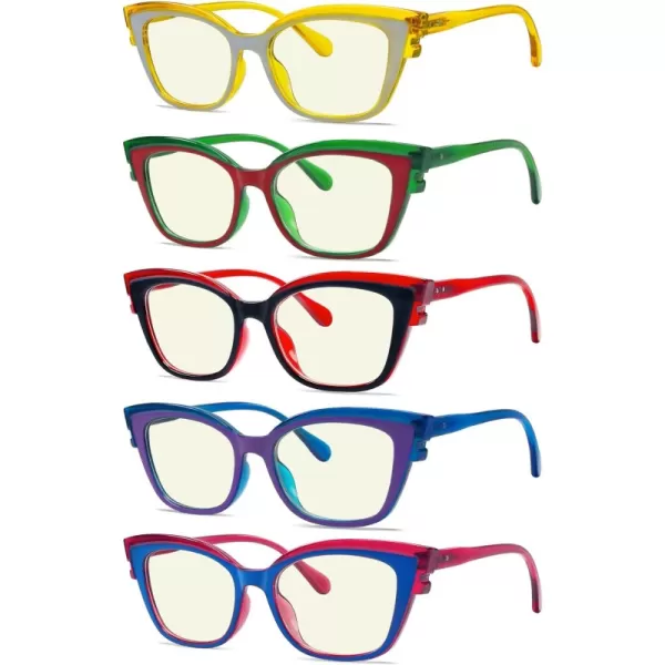 5 Pack Mixed-color Blue Light Blocking Reading Glasses