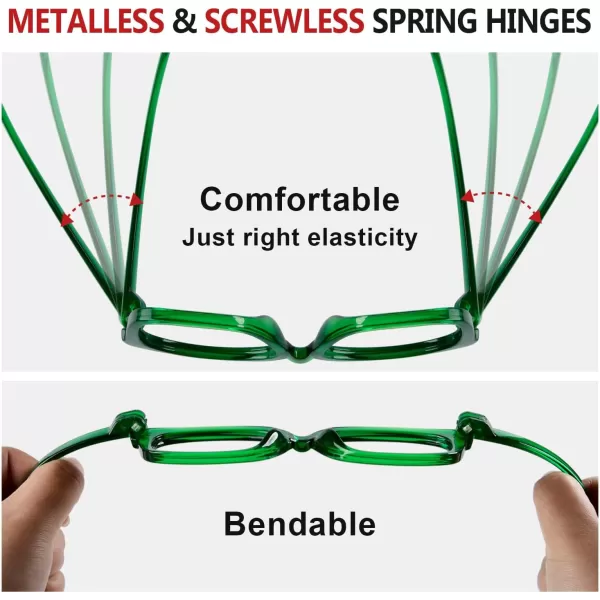 Eyekepper 6 Pack Metalless Screwless Spring Hinges Reading Glasses Women Readers Oversized Cheaters Eyeglasses +2.50