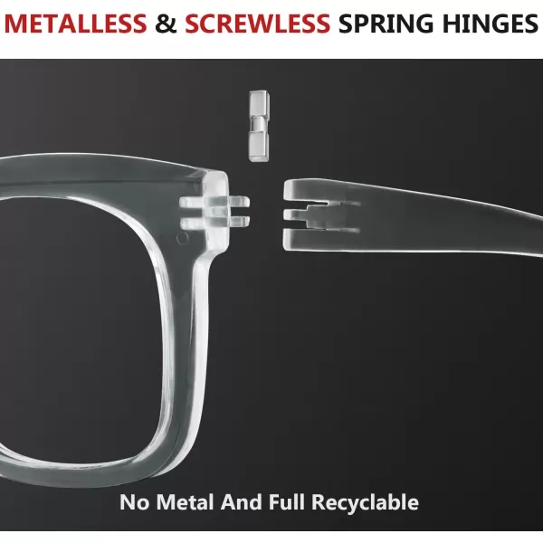 Eyekepper 6 Pack Metalless Screwless Spring Hinges Reading Glasses Women Readers Oversized Cheaters Eyeglasses +2.50