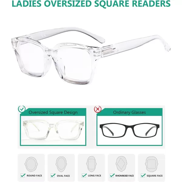 Eyekepper Ladies Reading Glasses - Oversized Square Design Readers for Women Red