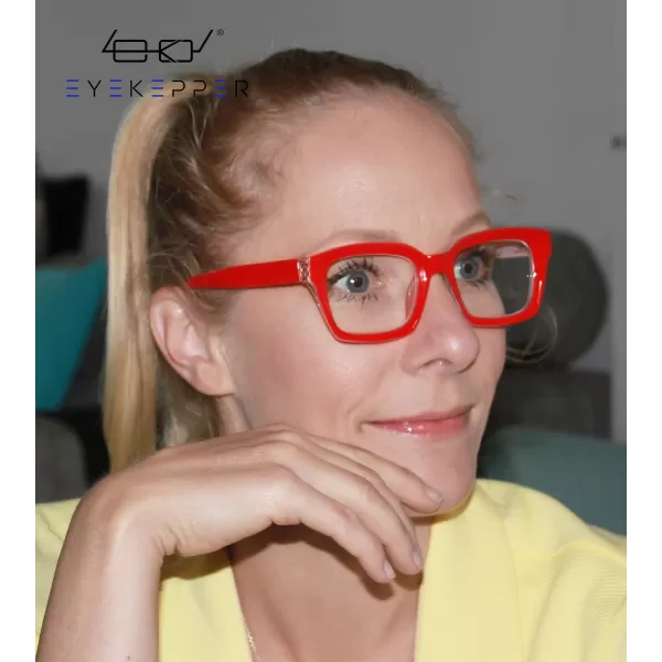 Eyekepper Ladies Reading Glasses - Oversized Square Design Readers for Women Red