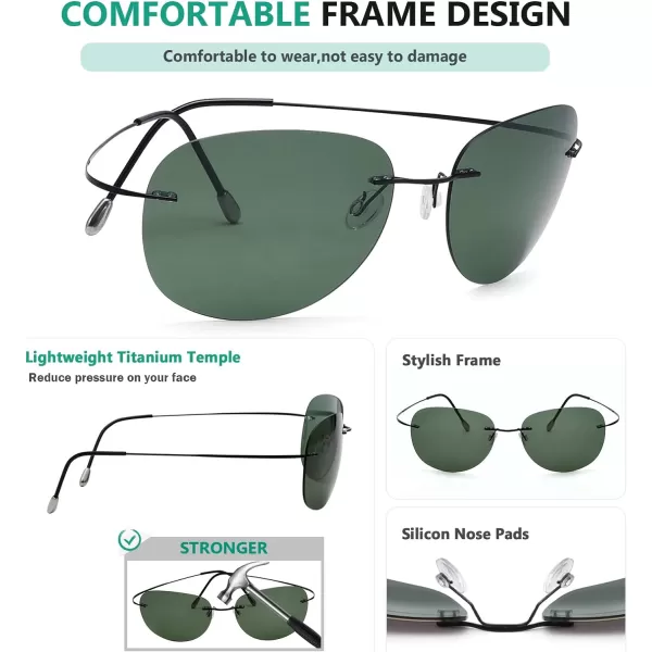 Eyekepper Rimless Titanium Frame Polarized Sunglasses Grey Lens