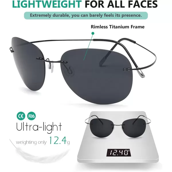 Eyekepper Rimless Titanium Frame Polarized Sunglasses Grey Lens