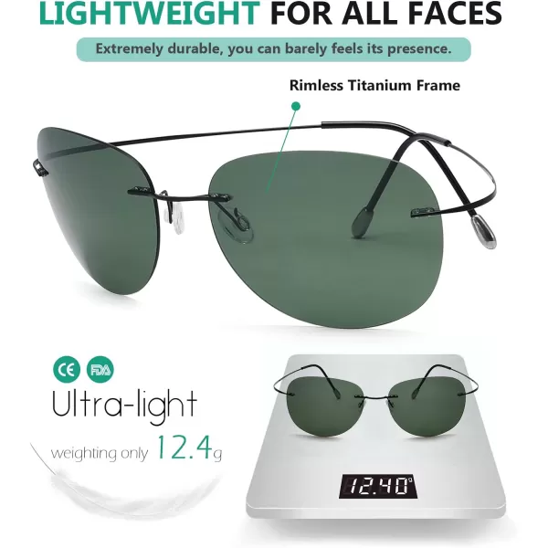 Eyekepper Rimless Titanium Frame Polarized Sunglasses Grey Lens