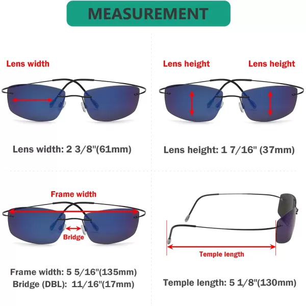 Eyekepper Rimless Titanium Frame Polarized Sunglasses Grey Lens