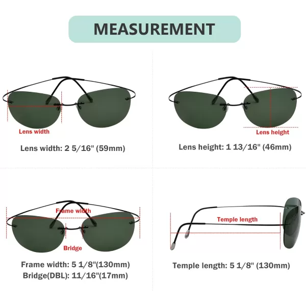 Eyekepper Rimless Titanium Frame Polarized Sunglasses Grey Lens