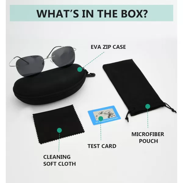 Eyekepper Rimless Titanium Frame Polarized Sunglasses Grey Lens