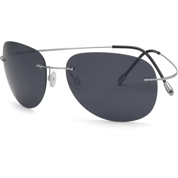 Eyekepper Rimless Titanium Frame Polarized Sunglasses Grey Lens