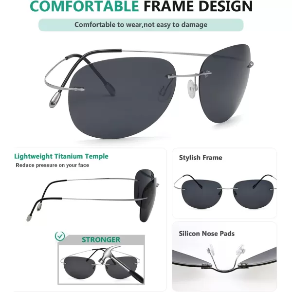 Eyekepper Rimless Titanium Frame Polarized Sunglasses Grey Lens