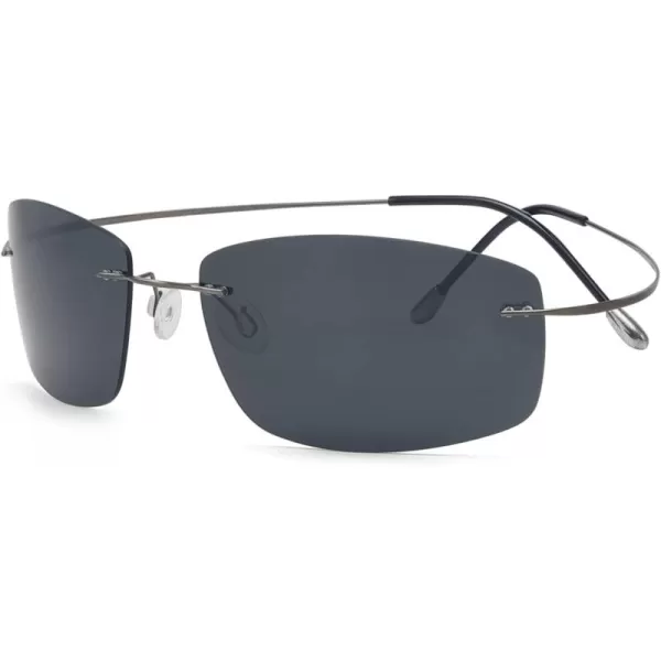 Eyekepper Rimless Titanium Frame Polarized Sunglasses Grey Lens