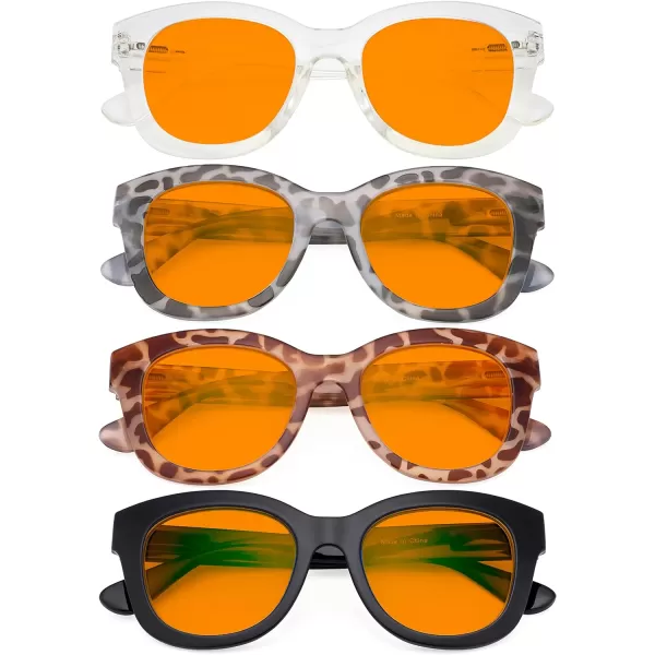 Eyekepper 4 Pack Reading Glasses Oversized Blue Light Filter Glasses Women Readers +1.00