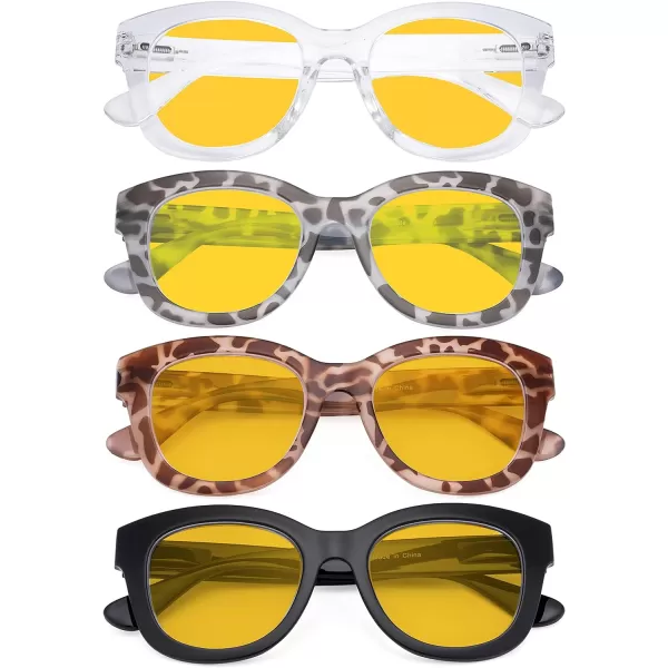 Eyekepper 4 Pack Reading Glasses Oversized Blue Light Filter Glasses Women Readers +1.00
