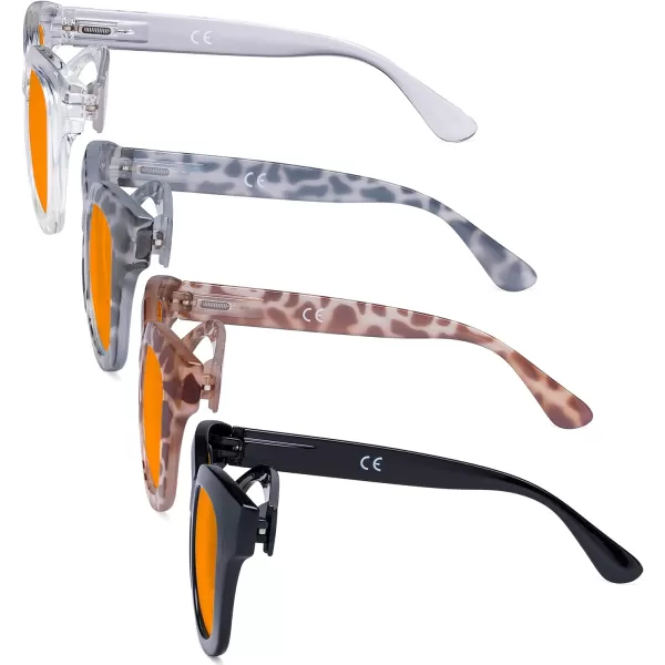 Eyekepper 4 Pack Reading Glasses Oversized Blue Light Filter Glasses Women Readers +1.00