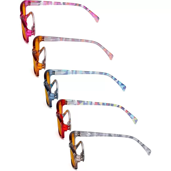 Eyekepper 5 Pack Computer Glasses Digital Eye Strain Prevention Blue Light Filter Reading Glasses Amber Tinted