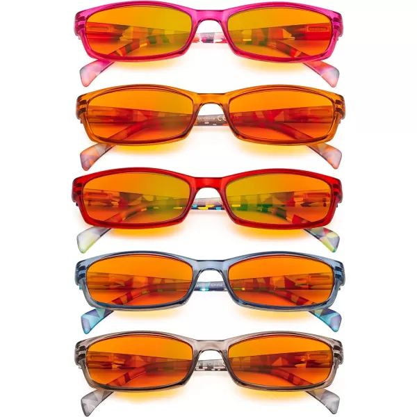 Eyekepper 5 Pack Computer Glasses Digital Eye Strain Prevention Blue Light Filter Reading Glasses Amber Tinted