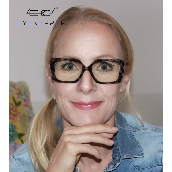 Eyekepper Blue Light Filter Glasses for Women Reading Design Readers Block Blue Rays Eyeglasses - Grey Tortoise +2.50