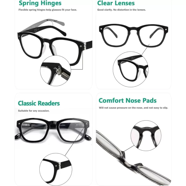 Eyekepper Reading Glasses Professor Vintage Style Spring Hinges Arms