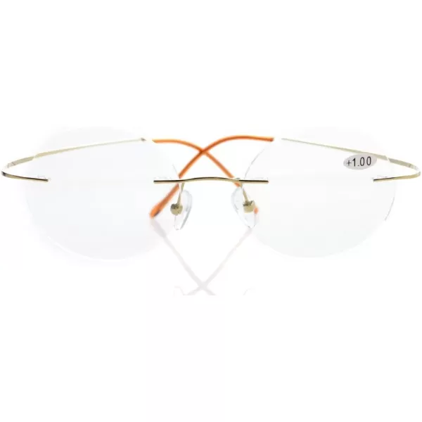 Eyekepper Titanium Rimless Round Reading Sunglasses Sunshine Readers Grey Lens