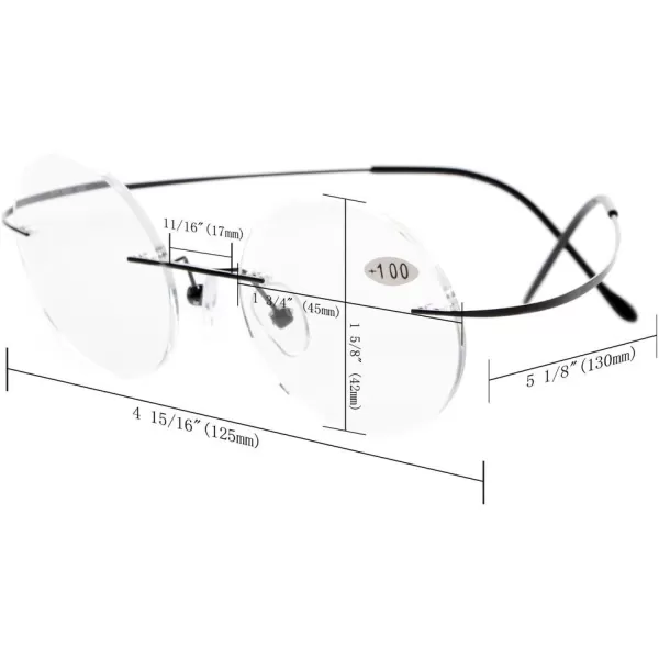 Eyekepper Titanium Rimless Round Reading Sunglasses Sunshine Readers Grey Lens