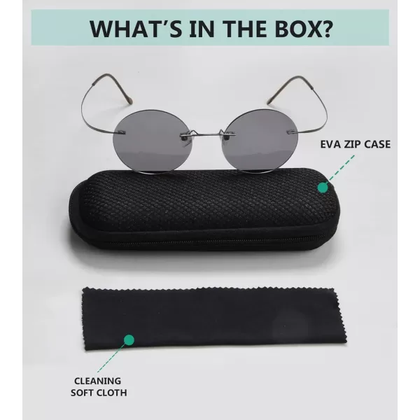 Eyekepper Titanium Rimless Round Reading Sunglasses Sunshine Readers Grey Lens