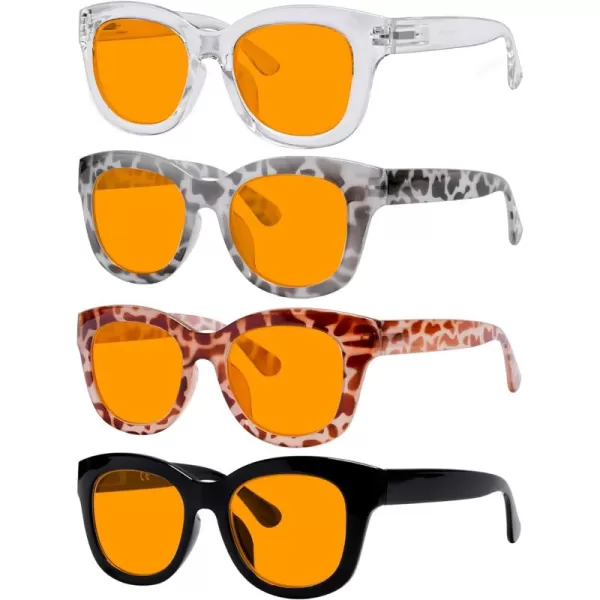 Eyekepper 4 Pack Reading Glasses Oversized Blue Light Filter Glasses Women Readers +1.00