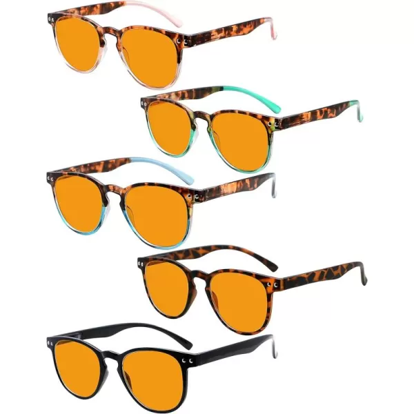 Eyekepper 5-pack Blue Light Blocking Reading Glasses for Women Orange Tinted +1.00