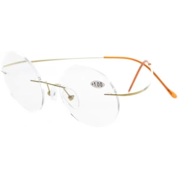 Eyekepper Titanium Rimless Round Reading Sunglasses Sunshine Readers Grey Lens