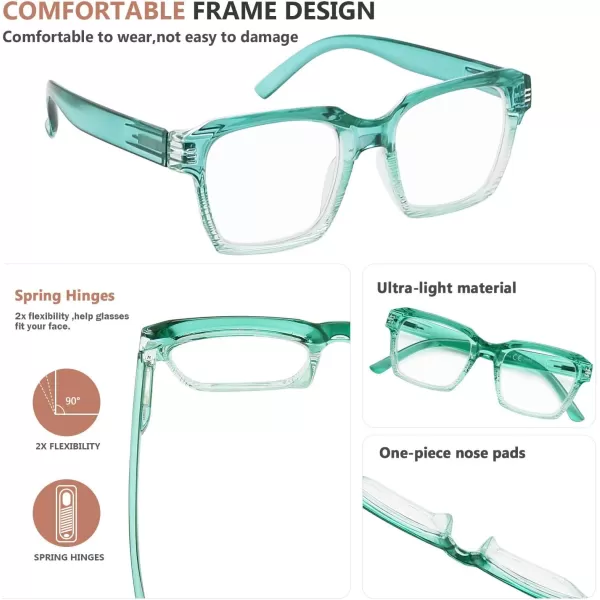 Eyekepper Reading Glasses for Women - Large Frame Ladies Readers - Green +2.50