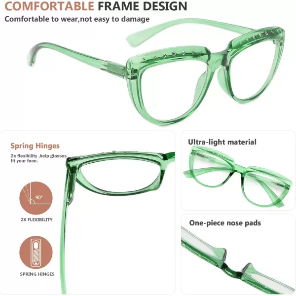 Eyekepper Reading Glasses for Women Rhinestone Readers Oversize Half-Moon Design Eyeglasses - Blue +2.50