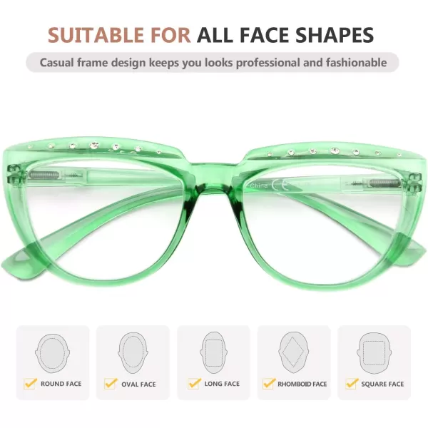 Eyekepper Reading Glasses for Women Rhinestone Readers Oversize Half-Moon Design Eyeglasses - Blue +2.50