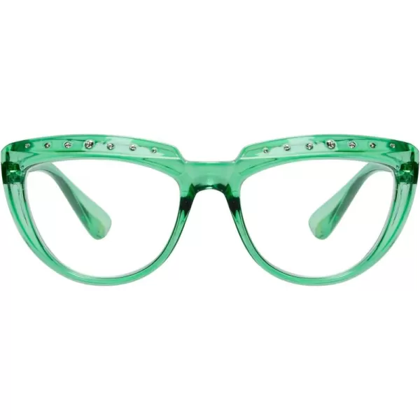 Eyekepper Reading Glasses for Women Rhinestone Readers Oversize Half-Moon Design Eyeglasses - Blue +2.50