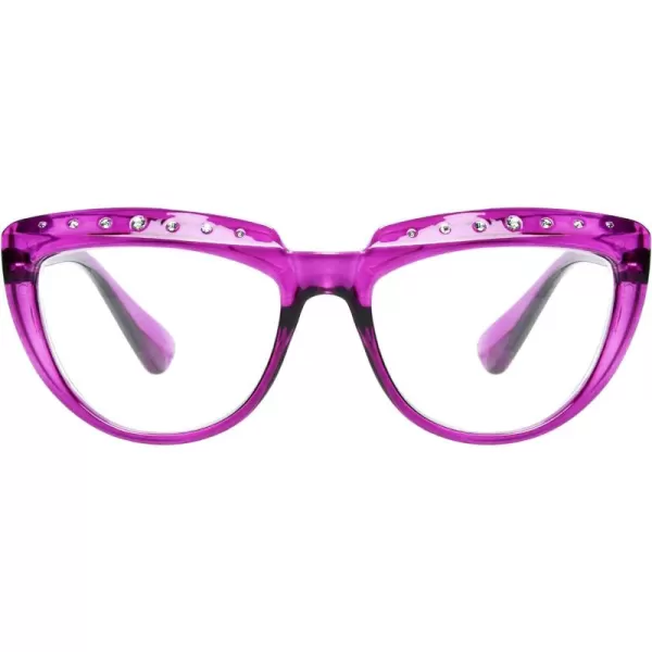Eyekepper Reading Glasses for Women Rhinestone Readers Oversize Half-Moon Design Eyeglasses - Blue +2.50