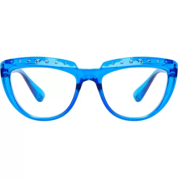 Eyekepper Reading Glasses for Women Rhinestone Readers Oversize Half-Moon Design Eyeglasses - Blue +2.50