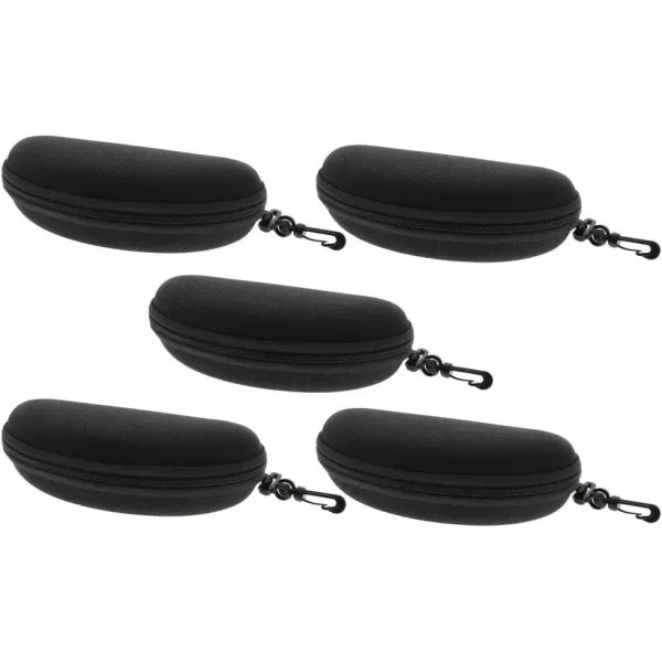 imageSunglasses Soft Case Zipper Eyeglasses Case wHook ampamp Belt Clip  for Medium to Large Frames  Men ampamp WomenBlack 5 Pcs