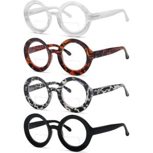 imageEyekepper 4pack Bifocal Reading Glasses Women Round Bifocal Readers4 Pack Clear Lens Mix Color