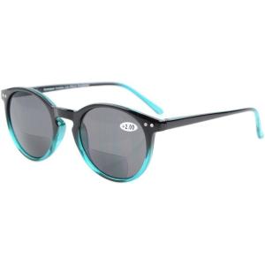 imageEyekepper Key Hole Style SpringHinged Round Bifocal Sunglasses Reading under the Sun Tinted Lens ReadersBlackgreen