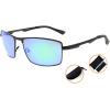 imageEyekepper Mens Polycarbonate Lens Polarized Sunglasses With Metal Frame Spring Hinges Black Frame Green Mirror