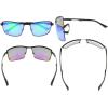 imageEyekepper Mens Polycarbonate Lens Polarized Sunglasses With Metal Frame Spring Hinges Black Frame Green Mirror