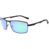 imageEyekepper Mens Polycarbonate Lens Polarized Sunglasses With Metal Frame Spring Hinges Black Frame Green Mirror