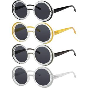 imageEyekepper 4pack Bifocal Sunglasses for Reading Women UV Protection Stylish Round Bifocal Readers4 Pack Grey Lens Mix Color
