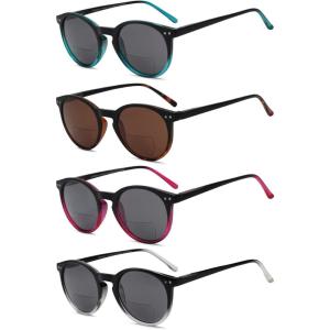 imageEyekepper 4pack Bifocal Sunglasses for Women Reading under the Sun Round Bifocal Readers4 Pairs Mix