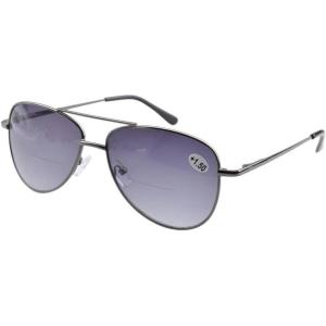 imageEyekepper Pilot Bifocal Readers Polycarbonate Lens Spring Temple Bifocal Reading GlassesGrey Lens