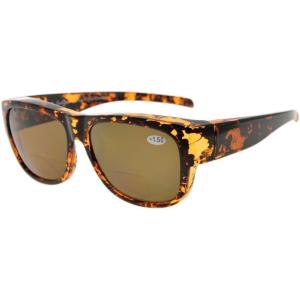 imageEyekepper Polarized Bifocal Sunglasses to Wear Over Glasses Polycarbonate Polarised Lens Fitover Sunshine ReadersS022pgsgtortoise
