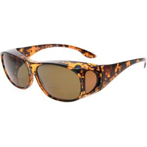 imageEyekepper Polarized Bifocal Sunglasses to Wear Over Glasses Polycarbonate Polarised Lens Fitover Sunshine ReadersS029pgsgtortoise