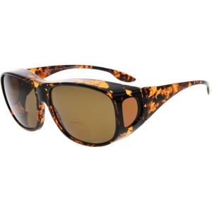 imageEyekepper Polarized Bifocal Sunglasses to Wear Over Glasses Polycarbonate Polarised Lens Fitover Sunshine ReadersS030pgsgtortoise
