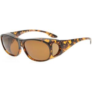 imageEyekepper Retro Style Large Lenses Polarized Fitover SunglassesS029 Amber Tortoise