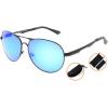 imageEyekepper Pilot Style Polycarbonate Lens Polarized Metal Frame Spring Hinges SunglassesBlackBlue Mirror