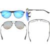 imageEyekepper Pilot Style Polycarbonate Lens Polarized Metal Frame Spring Hinges SunglassesBlackBlue Mirror