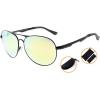 imageEyekepper Pilot Style Polycarbonate Lens Polarized Metal Frame Spring Hinges SunglassesBlackGold Mirror